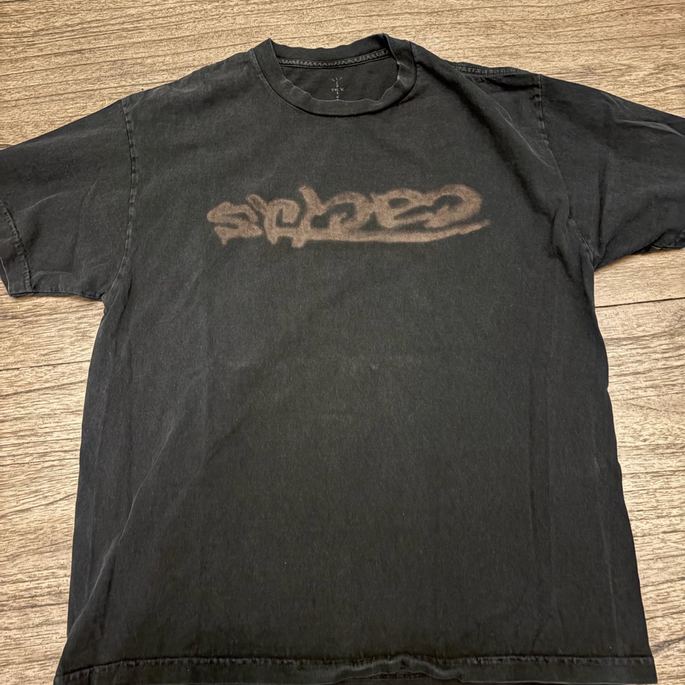 Travis Scott Charcoal Spray Logo Tee